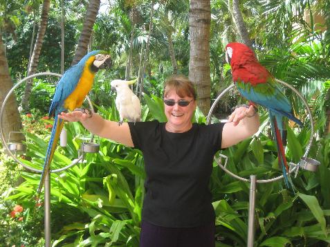 Kathy with Toucans